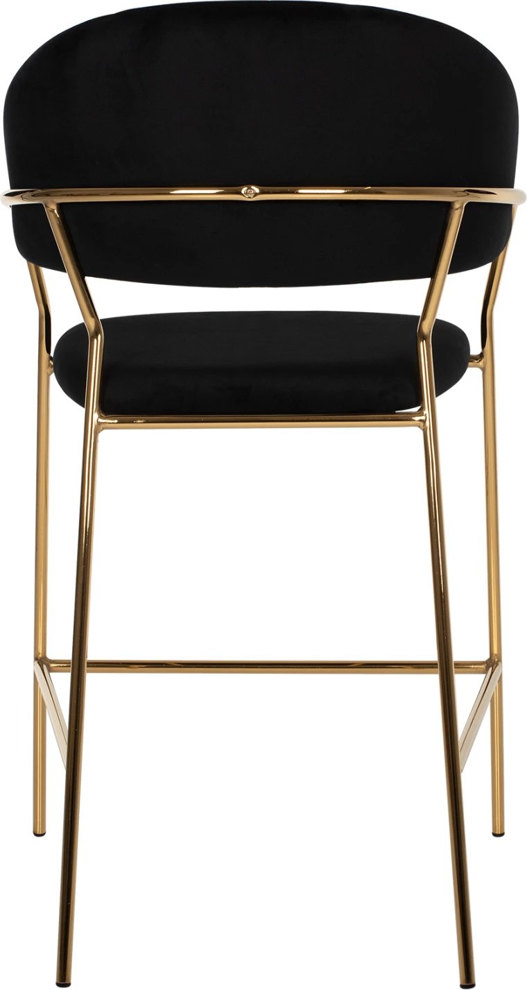 Karrige për bar THEODORE, FH8734.04, kadife e zezë, kornizë metali e artë, 60x55x100H cm., set prej 2 copë