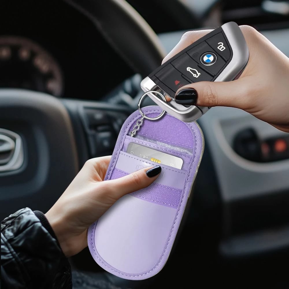 Mbështjellës çelësi makine Tech-Protect KLR100, bllokim RFID, vjollcë