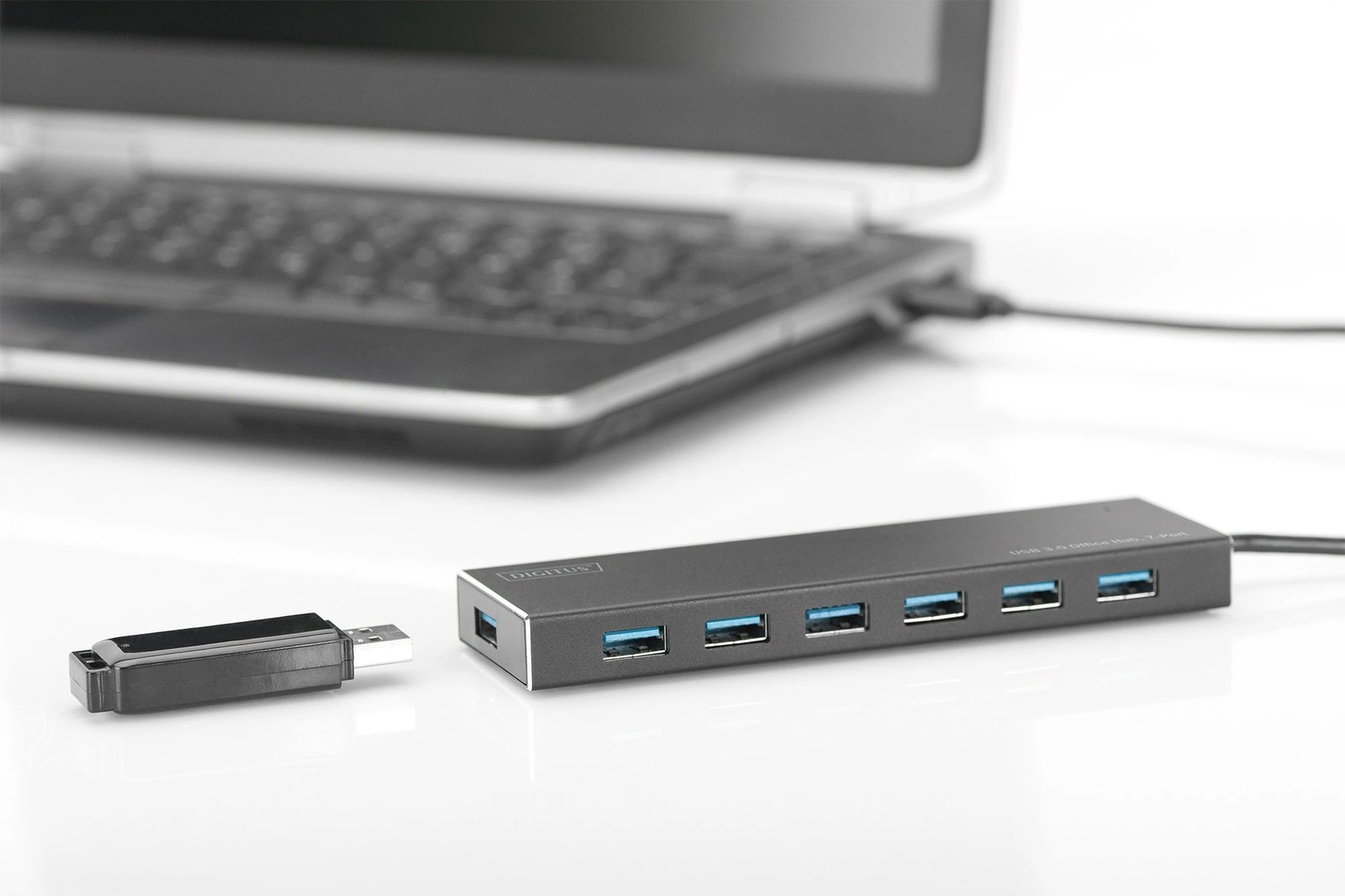 Hub USB Digitus, 7 porta, USB 3.0, Gri, Alumin
