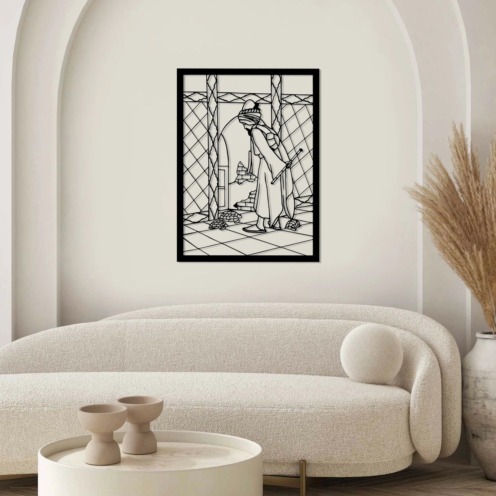 Aksesor dekorativ metalik për mur, Wallity, Osmanhamdı, ngjyrë e zezë, 41x56cm