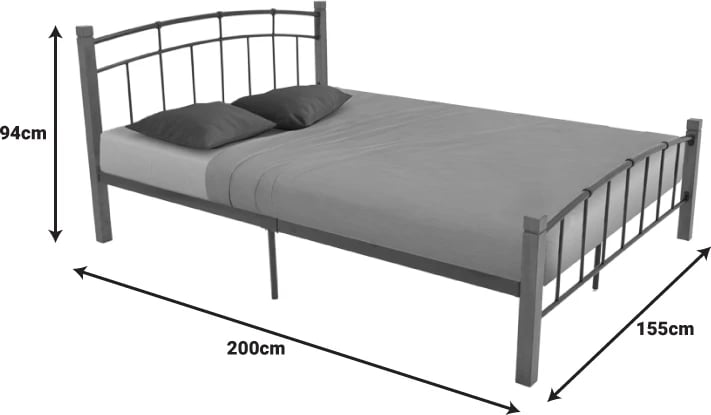 Krevat queen size Mandy, ngjyrë arre, dru-metal i zi, 150x200cm