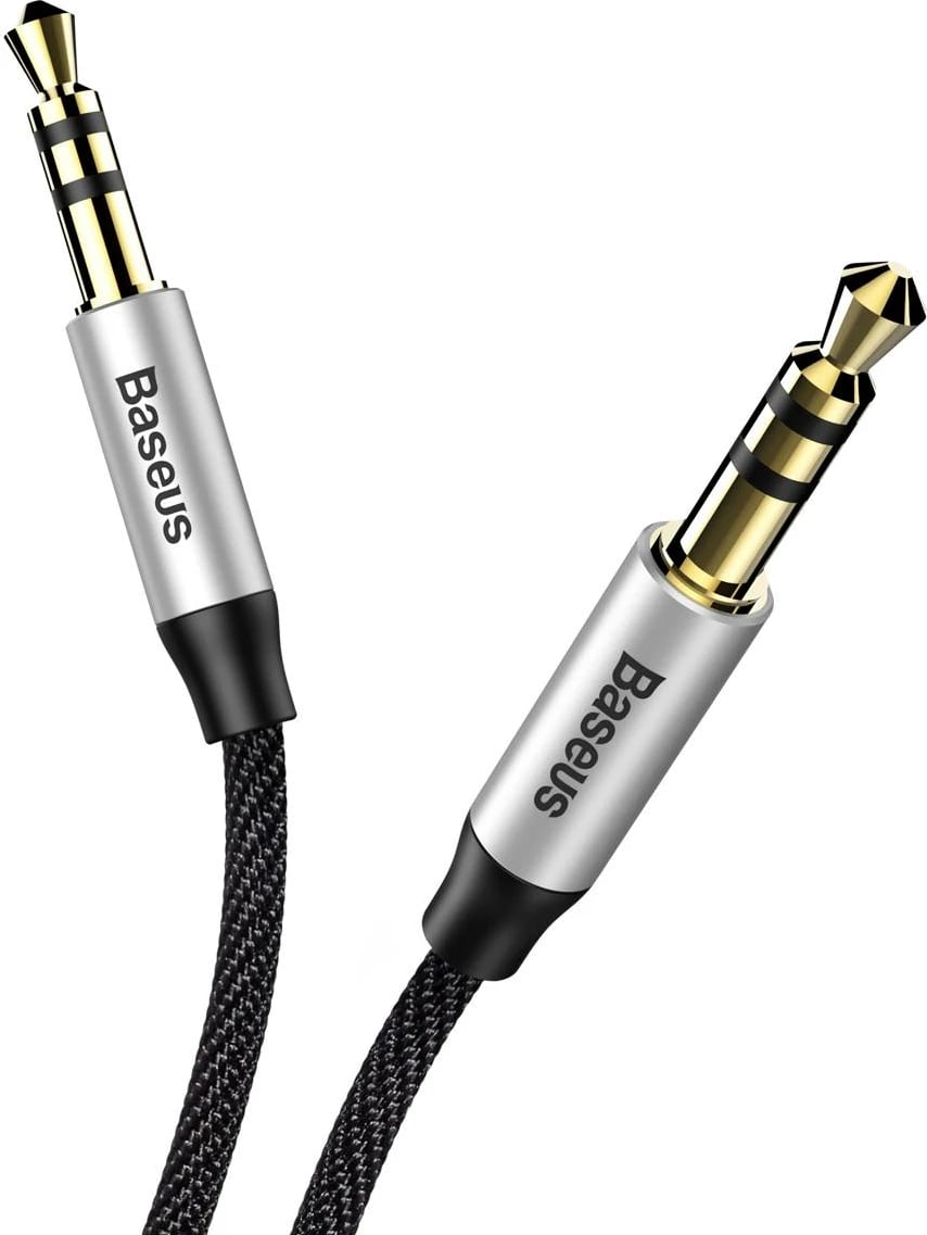 Kabllo audio AUX Baseus Yiven M30, 1m, mini jack 3.5mm, argjendtë-e zezë Kabllo audio AUX Baseus Yiven M30, 1m, mini jack 3.5mm, argjendtë-e zezë