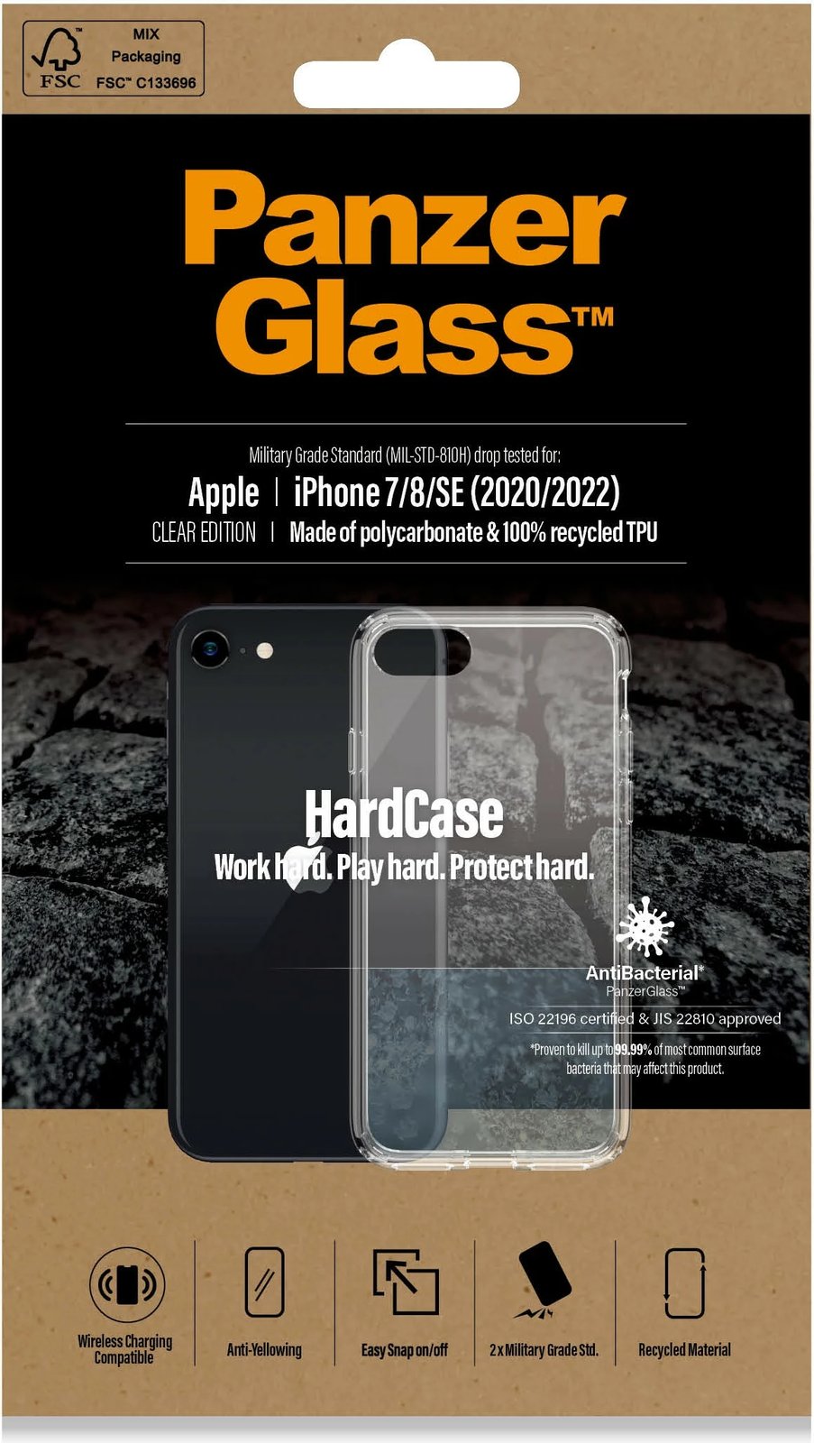 Mbështjellës PanzerGlass për iPhone SE (2020/2022), transparent