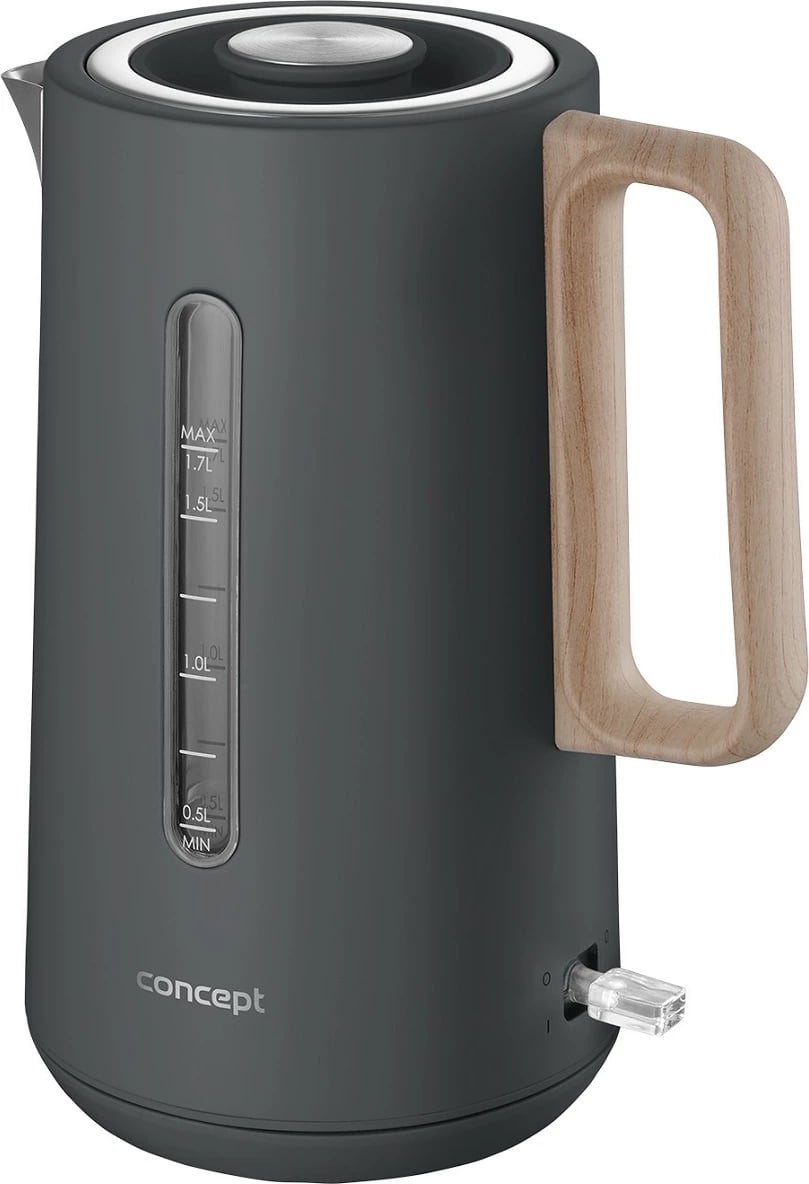 Çajnik elektrik, Concept, RK3370, 1.7L, çelik inoks, 2200W, gri me detaje dru