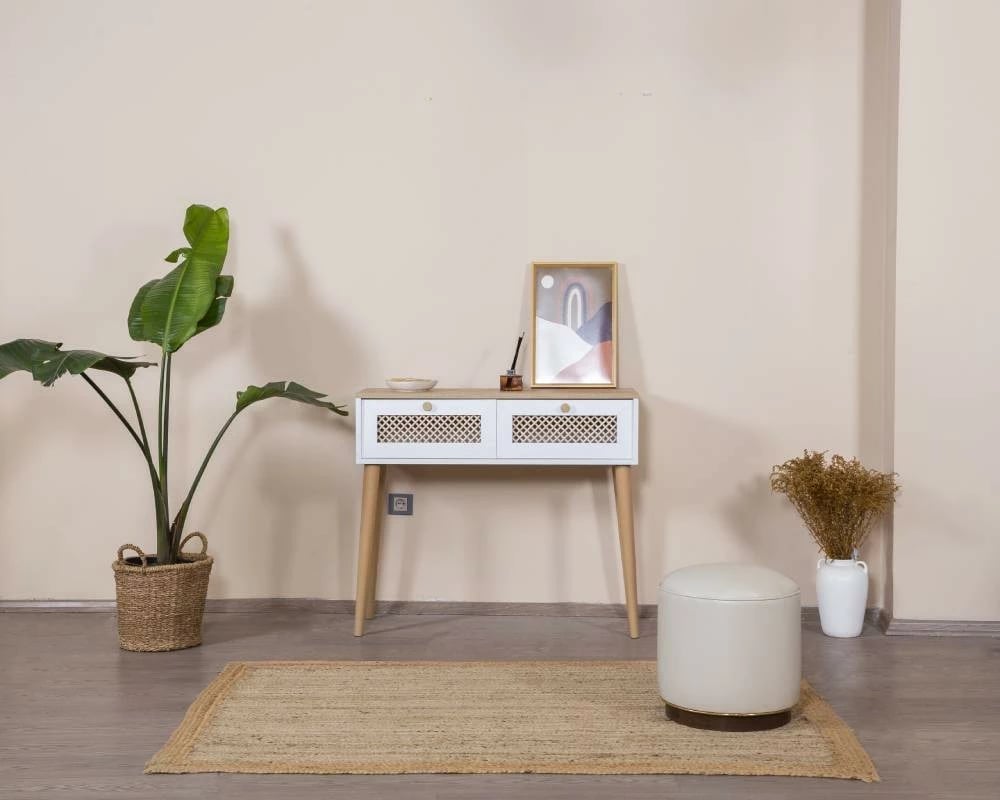 Komodë Skye Decor, ngjyrë e bardhë dhe lis, Goose