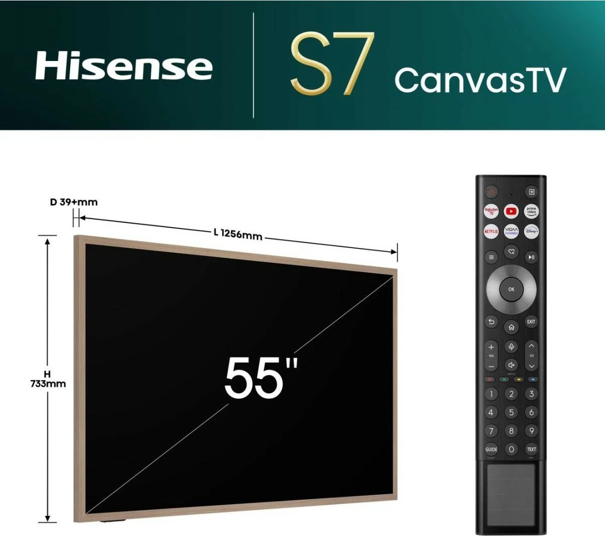 Televizor QLED Hisense CanvasTV S7NQTUK 55 inch, 4K, Smart TV, Art Mode, gold