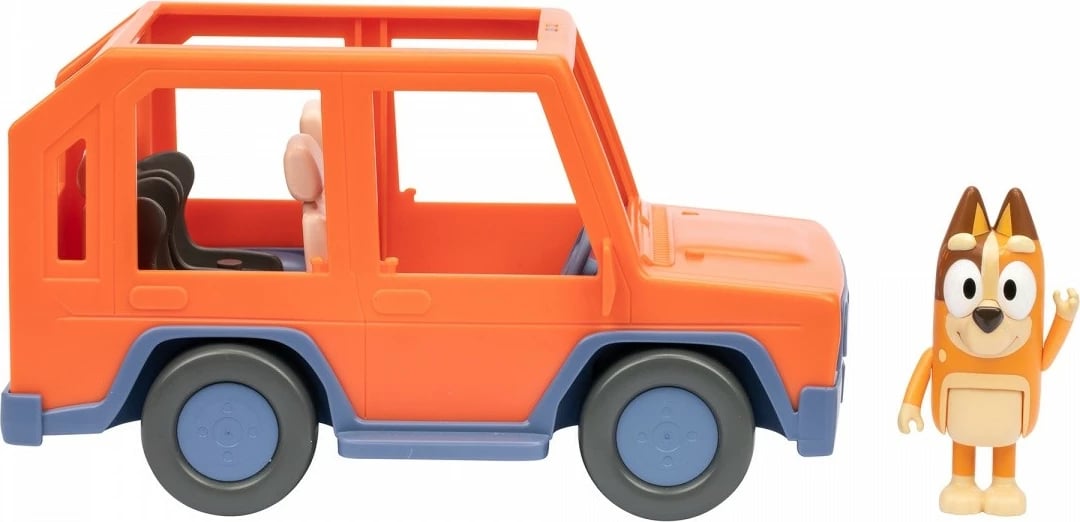 Set lodrash Bluey makinë 4x4 me figurë Chilli, portokalli