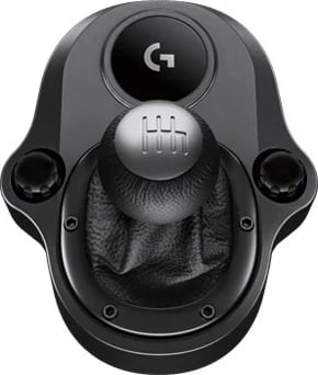 Mausi i Lojërave Logitech Driving Force Shifter, me gjashtë marshet dhe komponentë prej çeliku dhe lëkure, i zi
