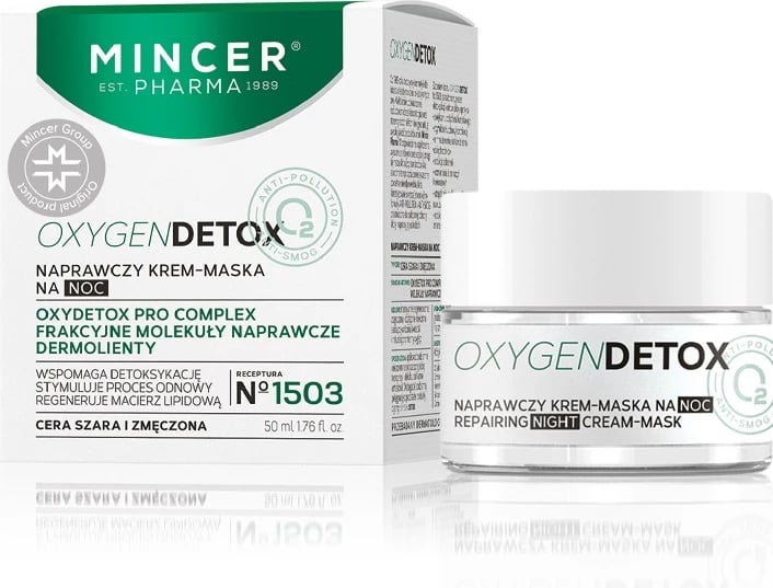 Krem-maska nate për femra Mincer Pharma Oxygen Detox Repair No.1503, 50ml