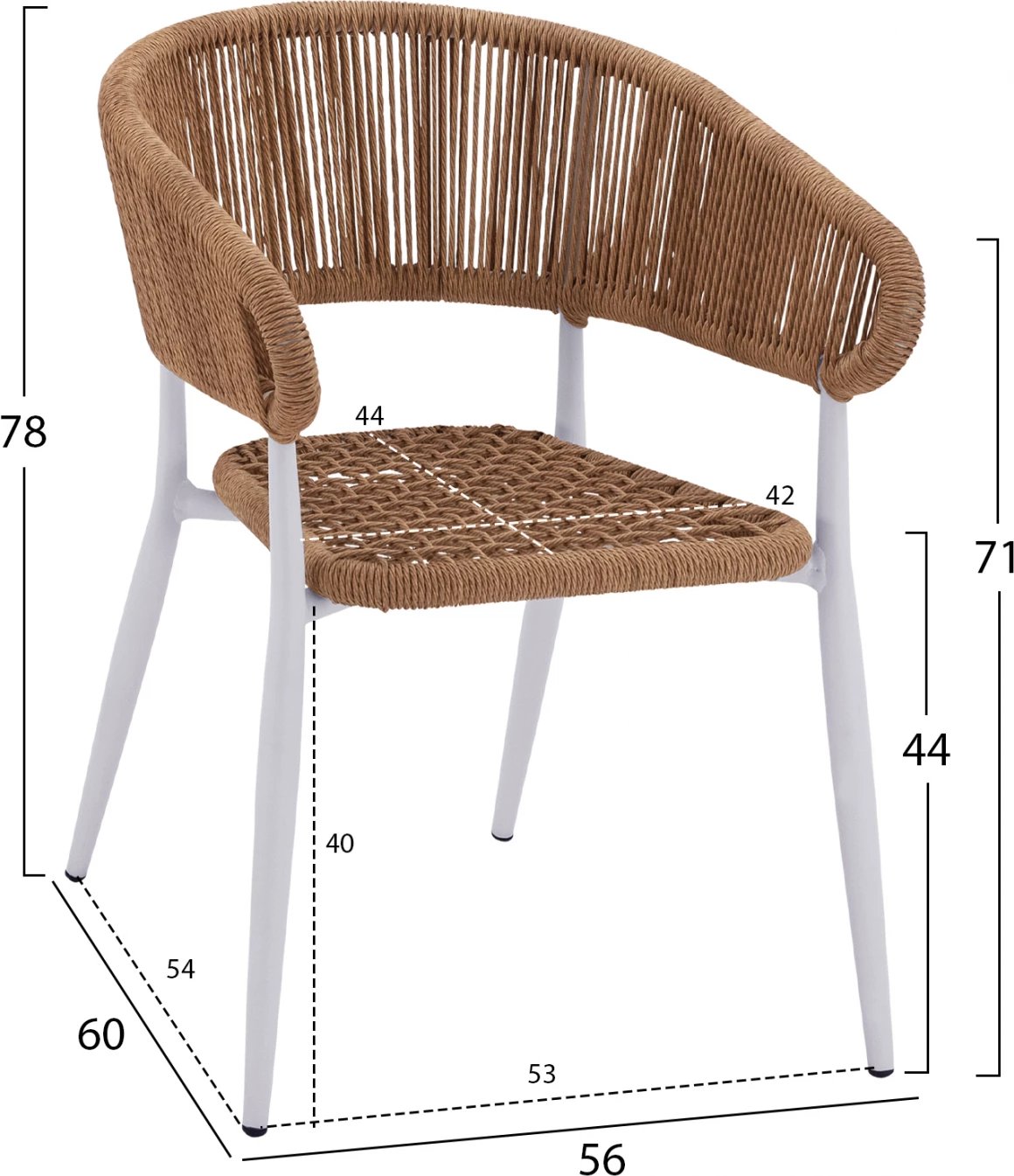 Set për ngrënie 3 copë, tavolinë alumini 80x80 & karrige me krahë të bardha FH11442