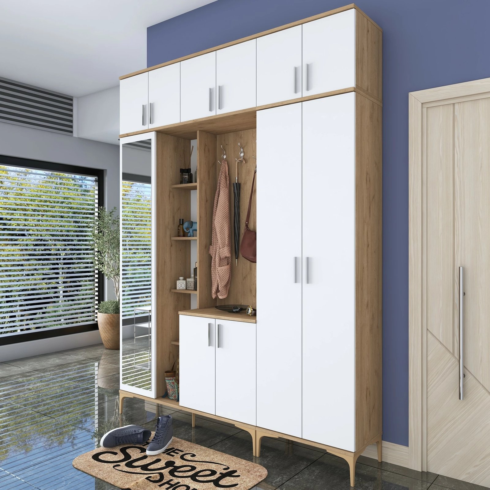 Stendë korridori Skye Decor, ngjyrë arrë dhe e bardhë, EA128 - 2795