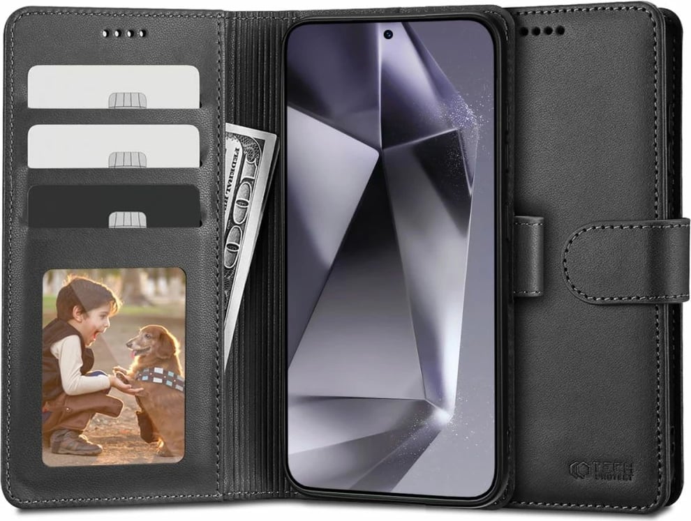 Mbështjellës portofol Tech-Protect për Samsung Galaxy S24 Ultra, eko-lëkurë, i zi