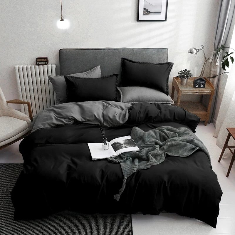 Set mbulesë për jorgan dopio, L'essentiel, Basic, ngjyrë e zezë