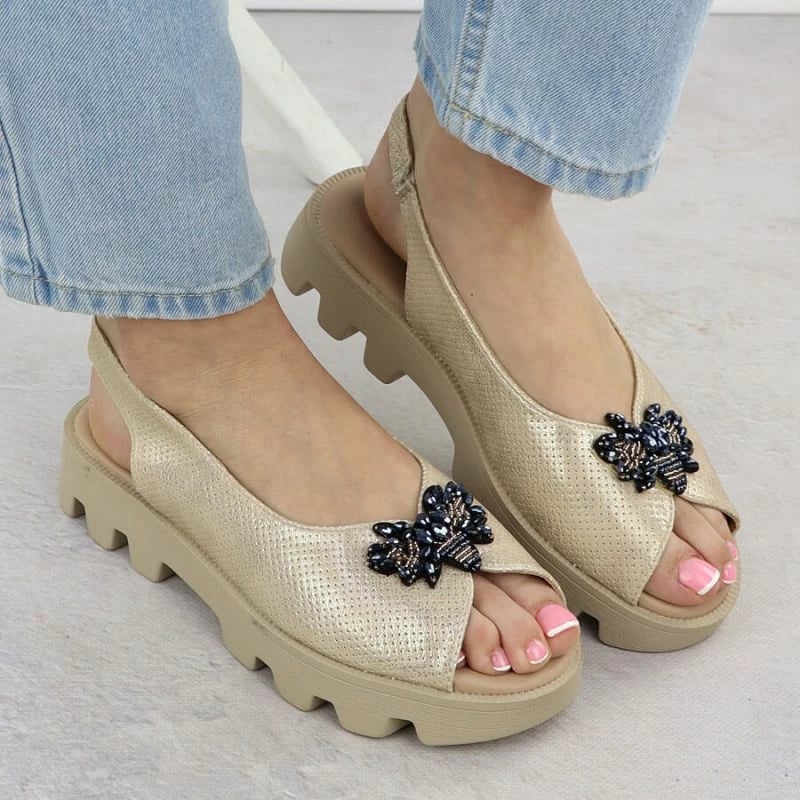 Sandale platforme Potocki SZ12610, të arta