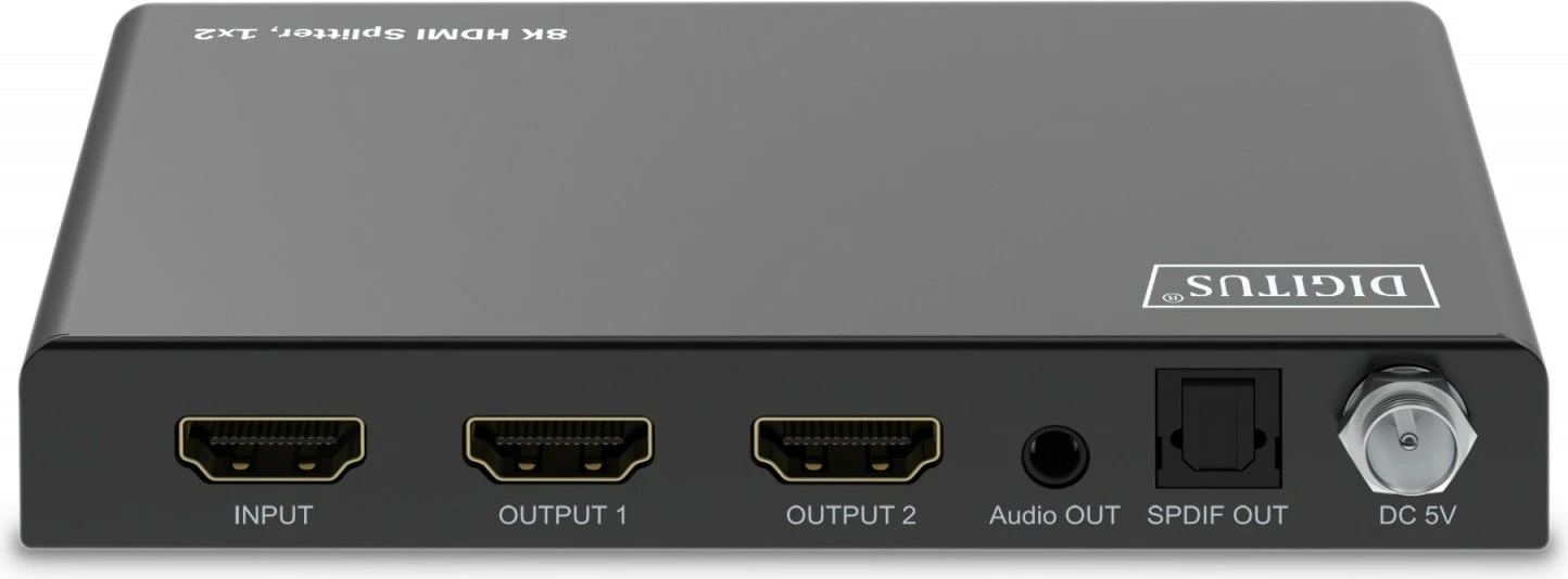 Shpërndarës HDMI Digitus DS-55339, 1x2, 8K/60Hz, HDR, 48 Gbps, Toslink/Stereo, i zi