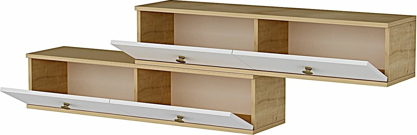 Komodë për TV Skye Decor, Zuzu Double, ngjyrë lis safir dhe e bardhë