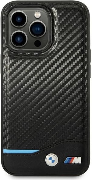 Mbështjellës BMW Leather Carbon për iPhone 14 Pro 6.1", i zi