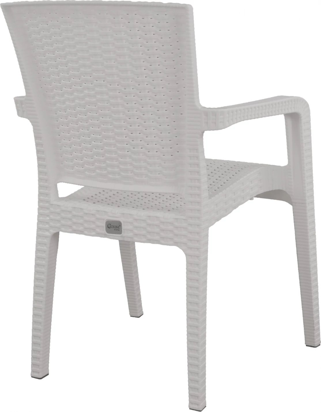 Karrige me krahë polipropileni, dizajn ratan, ngjyrë e bardhë, FH5590.04, 58x55x87 cm