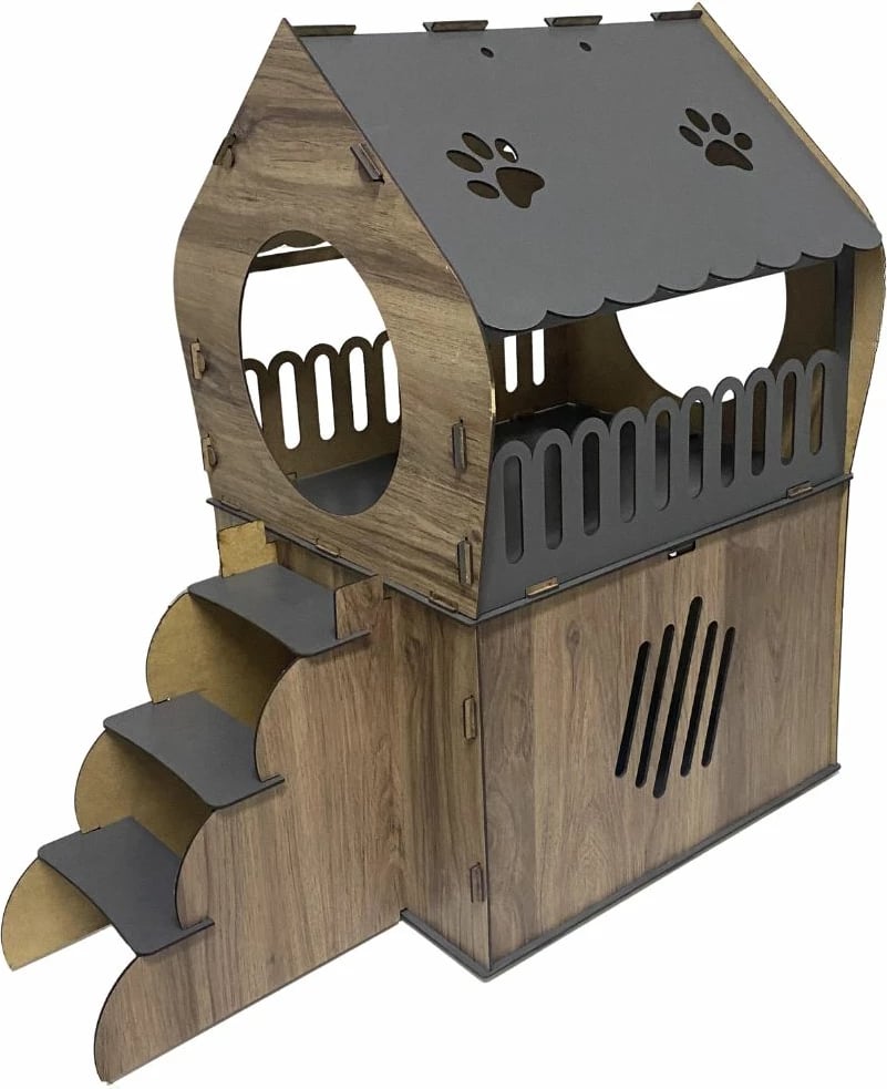 Shtëpi për mace, Paws & Whiskers, Adora, anthracite dhe walnut e çelët