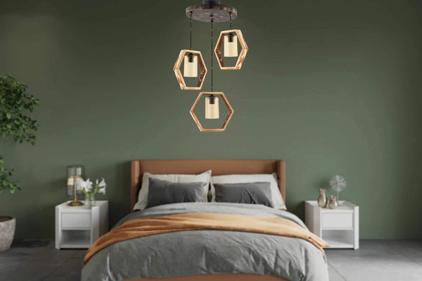 Llambë tavani Opviq, Hexagon Triple G Glass, natyrale, vintage