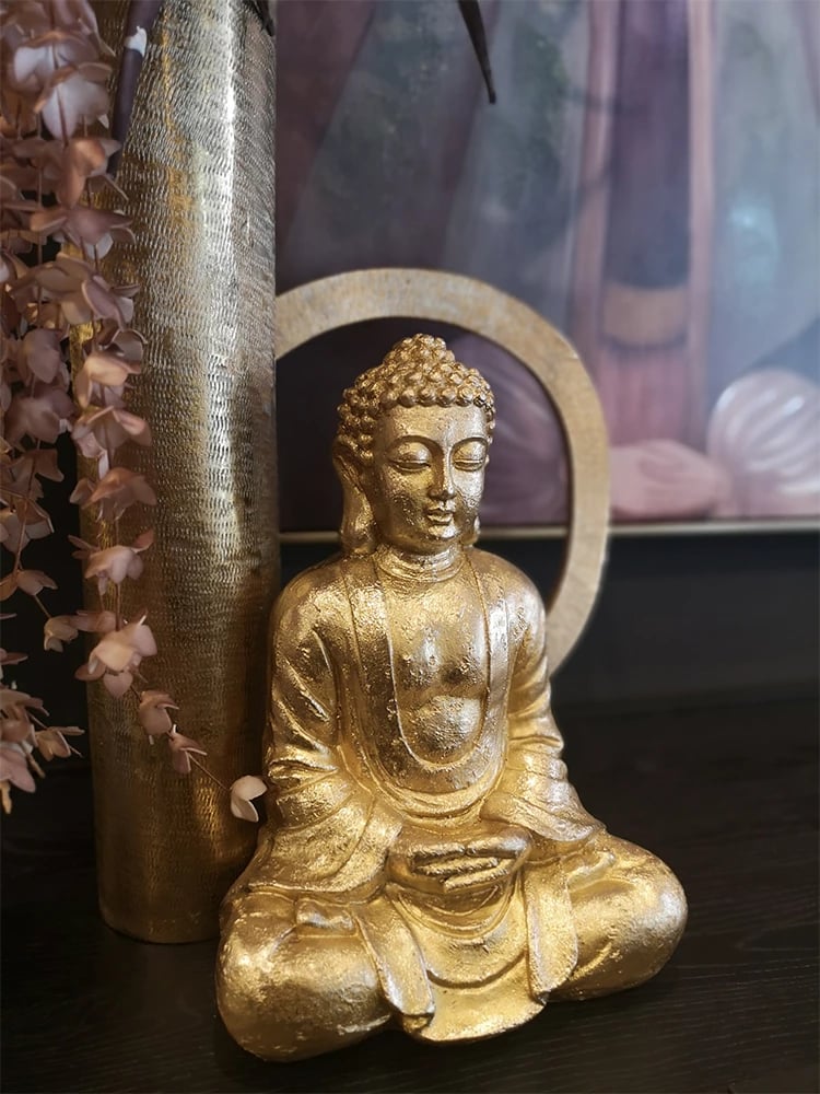 Dekor Buda, polirezine, ngjyrë ari, 25x17x35cm