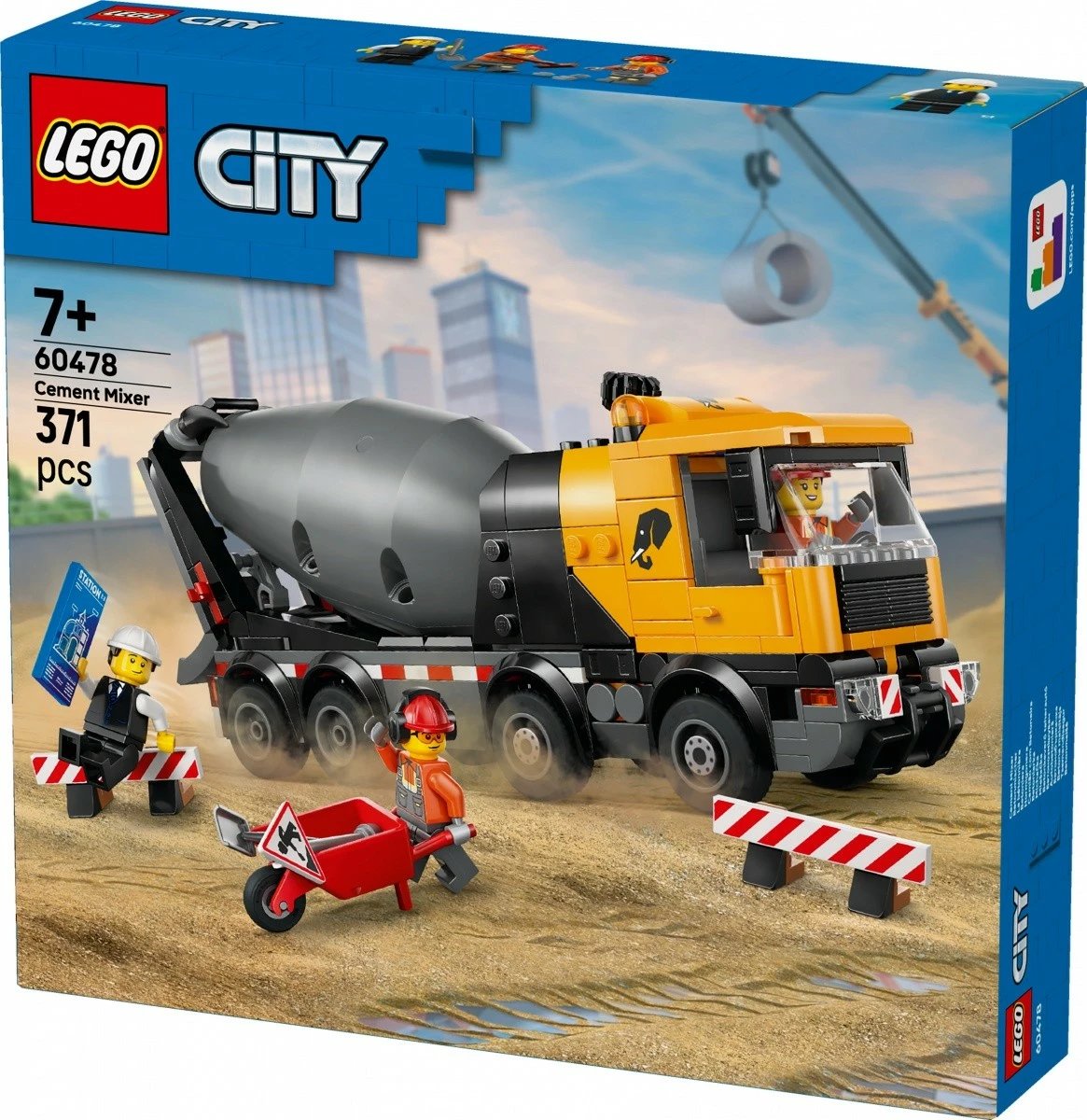 Set lodrash ndërtimi LEGO City 60478 mikser betoni, 371 pjesë, 7+ vjeç