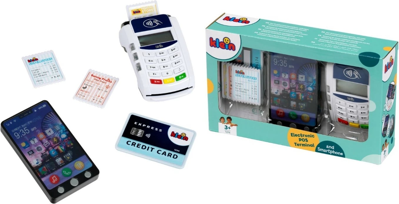 Set lodër, Klein 7274 terminal POS elektronik me celular, 7 pjesë, drita dhe tinguj, për moshat 3+, shumëngjyrësh