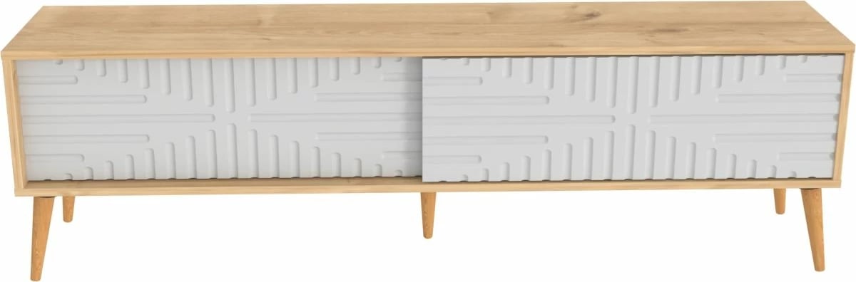 Komodë TV Skye Decor, ngjyrë lis safir dhe e bardhë