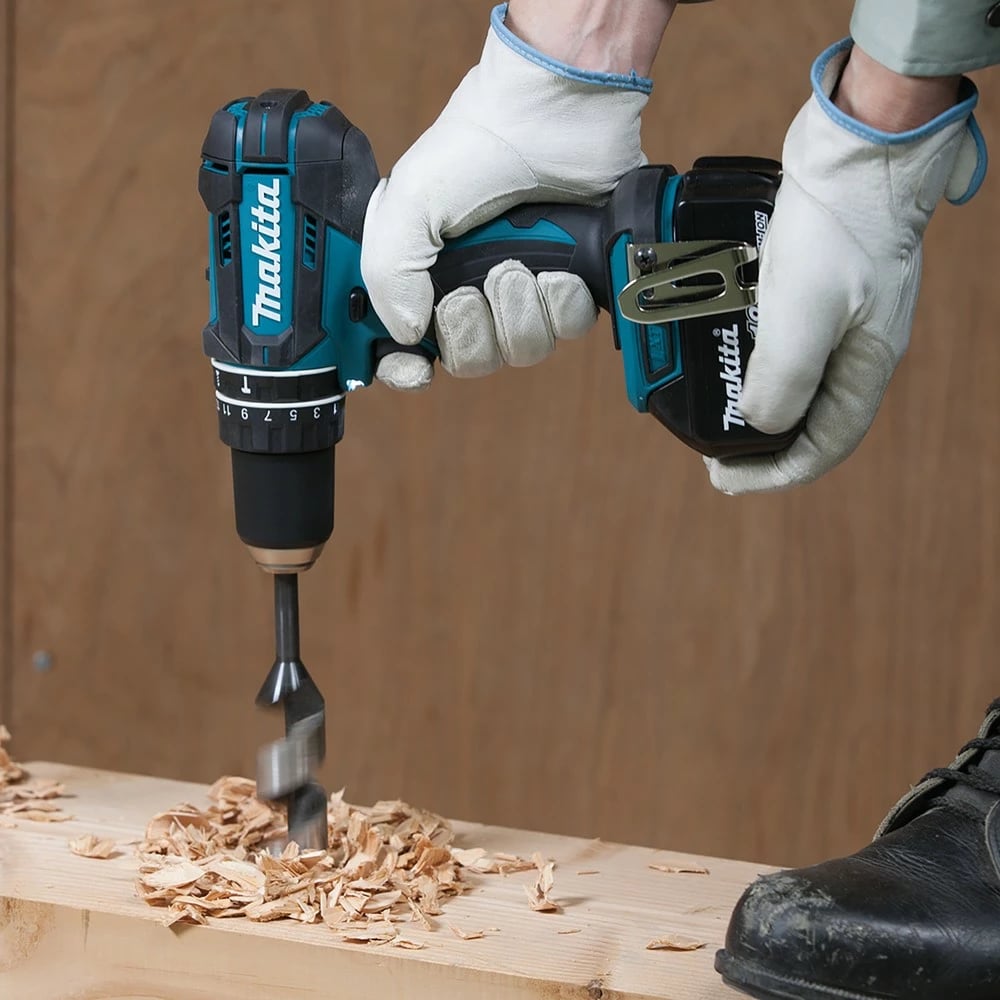 Makineri shpuese me goditje Makita DHP482RFX9, 18V, brushless, 2 bateri, 92 sene, e zezë/jeshile