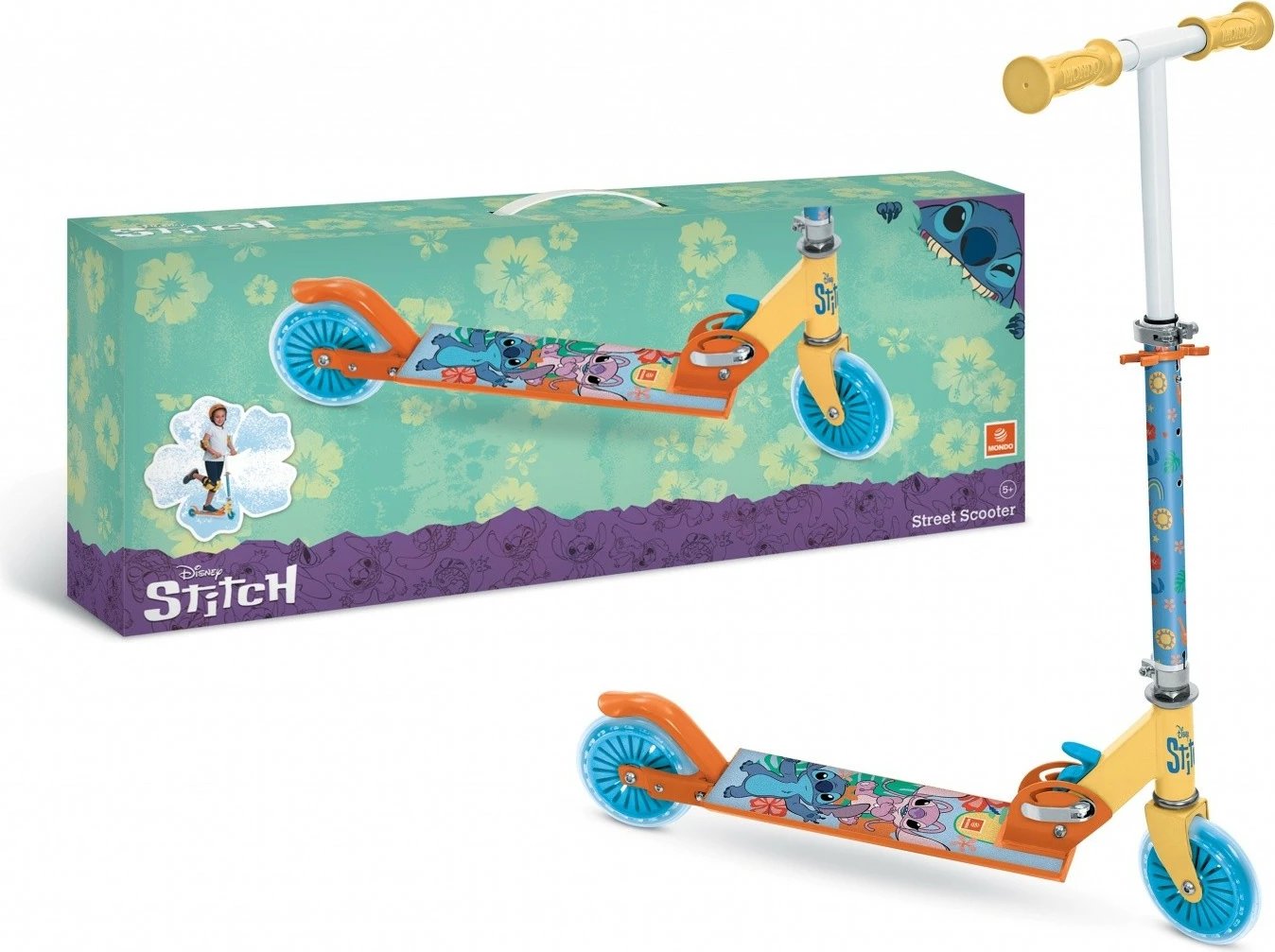 Trotinet Artyk Lilo & Stitch 287376, 2 rrota, timon i rregullueshëm 56–86 cm, rrota gome 12 cm, alumini, shumëngjyrëshe
