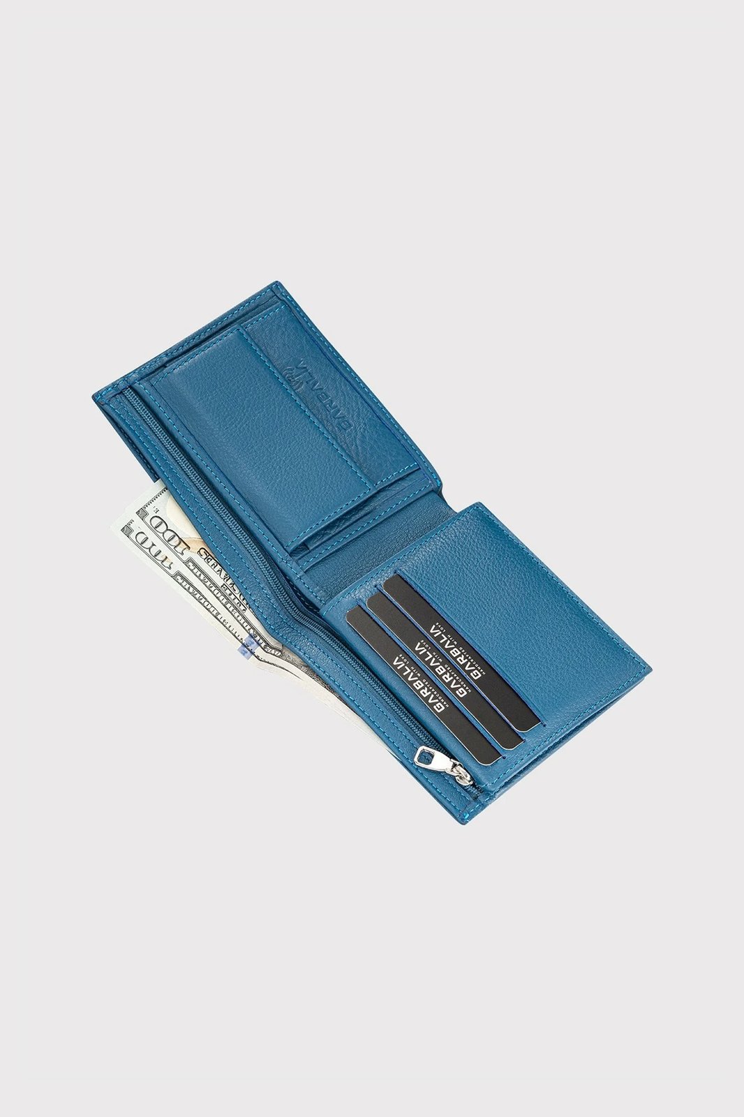 Portofol për burra, lëkurë origjinale, ngjyrë blu petrol, Zoozie Bags Madrid