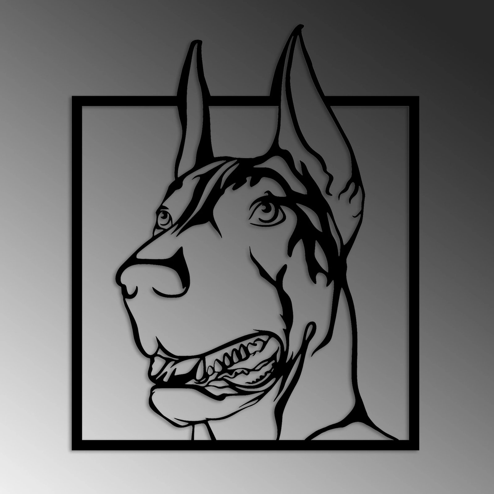 Aksesor dekorativ metalik për mur, Wallity, Doberman