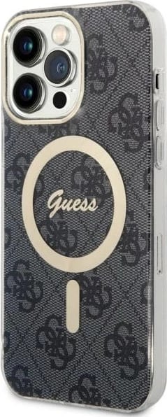 Mbështjellës Guess 4G MagSafe për iPhone 14 Pro Max, i zi
