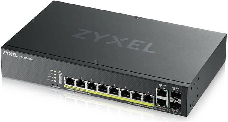 Switch i menaxhuar Zyxel GS2220-10HP, 8xGbE, PoE, 1 vit NCC Pro Pack, i zi Switch i menaxhuar Zyxel GS2220-10HP, 8xGbE, PoE, 1 vit NCC Pro Pack, i zi