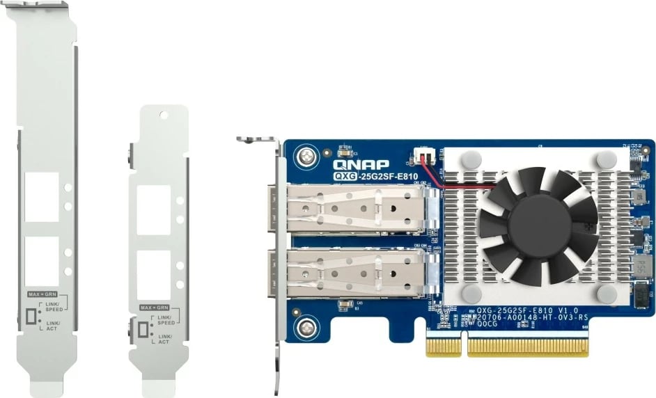 Kartë rrjeti QNAP QXG-25G2SF-E810 2 porte 25GbE SFP28 PCIe Gen4 chipset Intel E810-XXVAM2 set me 3 shina montimi