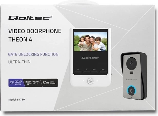 Video derëfon Qoltec Theon 4, TFT LCD 4.3", i bardhë