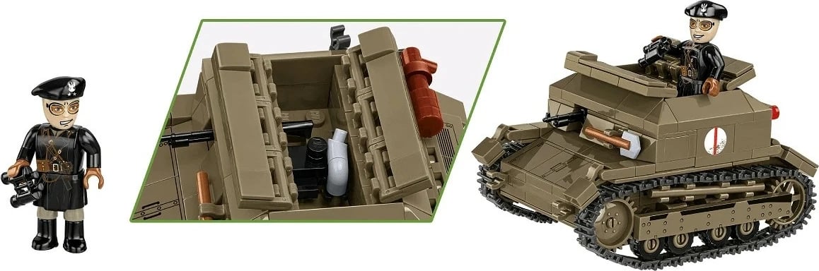 Set blloqesh Tankette TK-3 Cobi Klocki, 323 pjesë, me figurë, Jeshile