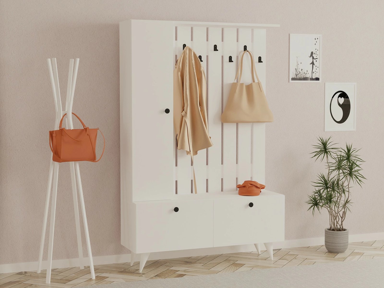 Stendë hyrje Skye Decor, Lala, e bardhë