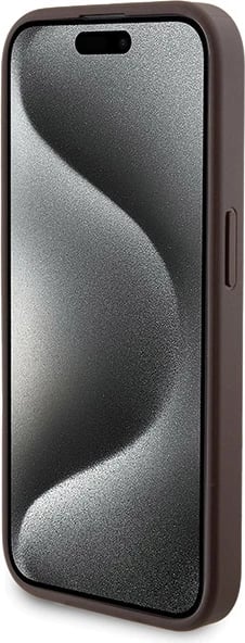 Mbështjellës Guess 4G Metal Logo me powerbank MagSafe 5000mAh për iPhone 15 Pro Max, Kafe, Set