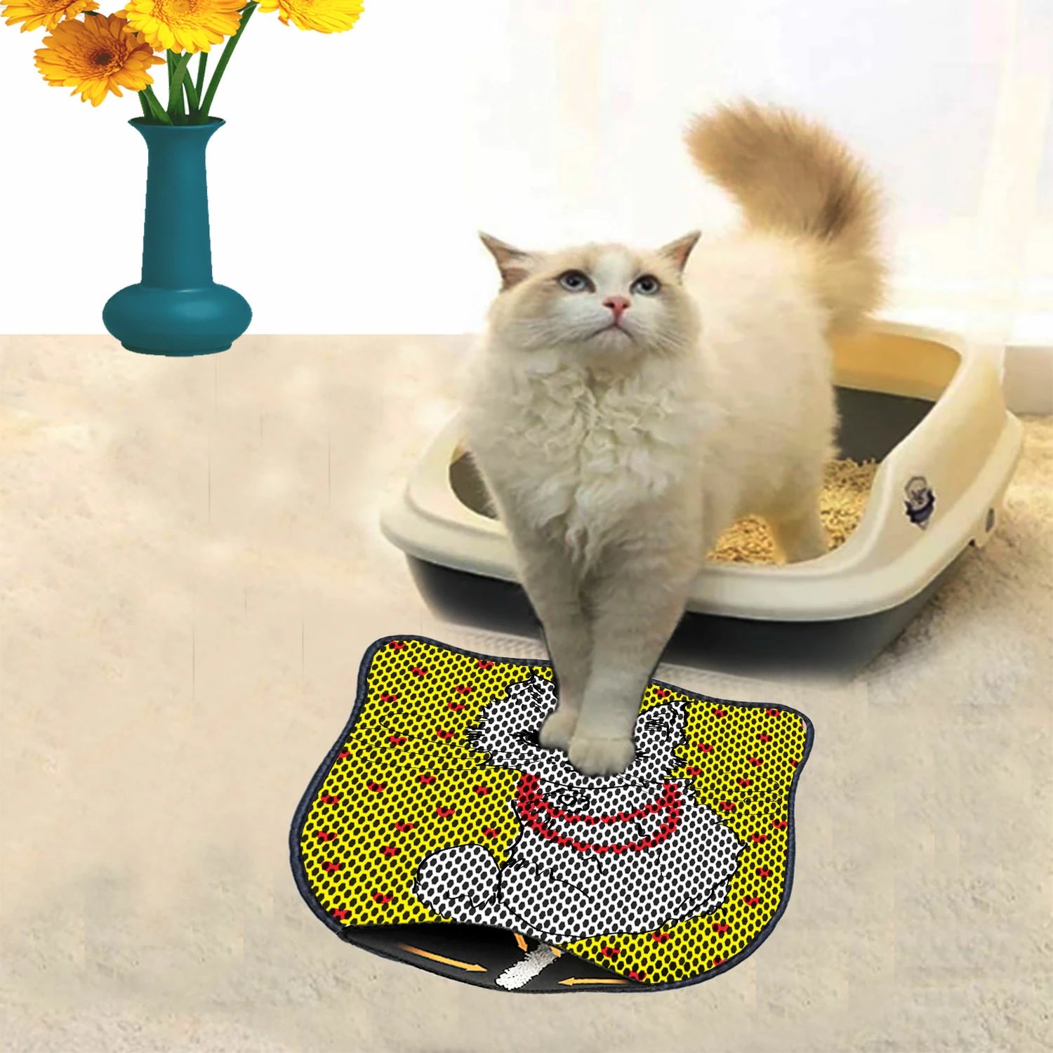 Tapet për rërë mace, shumëngjyrësh, Paws & Whiskers, Kdkafa0208, 40x50cm