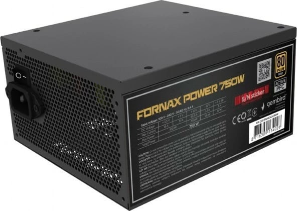 Kasë furnizim Gembird Fornax Power 750W, modular, 80 PLUS Gold, e zezë