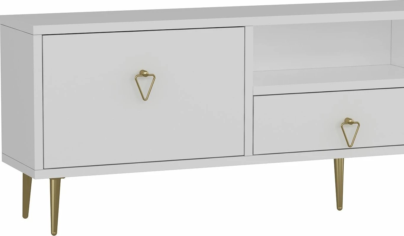 Komodë për TV, Skye Decor, 1306-DROP-1, e bardhë, e artë