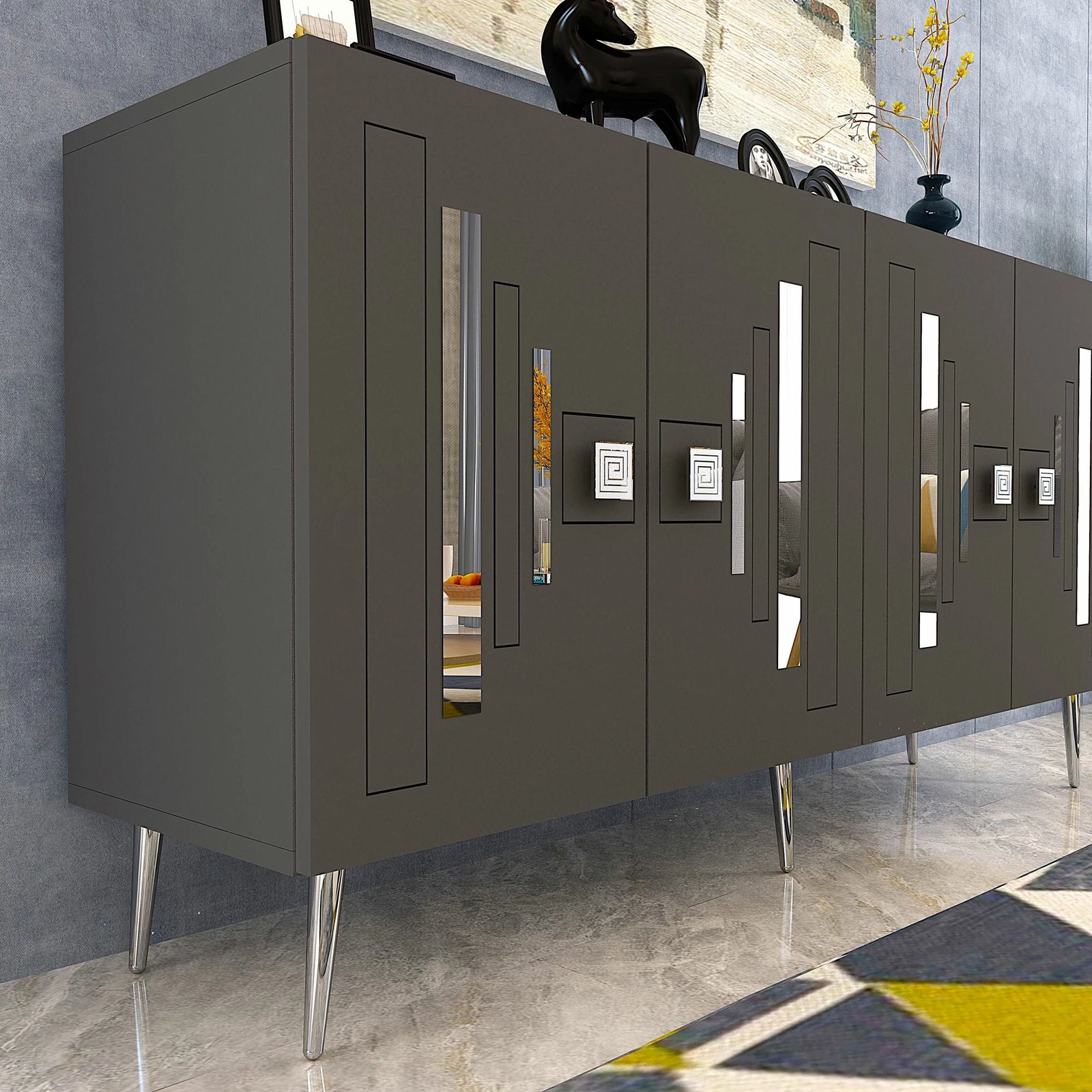 Konsol Skye Decor, antracit, argjend