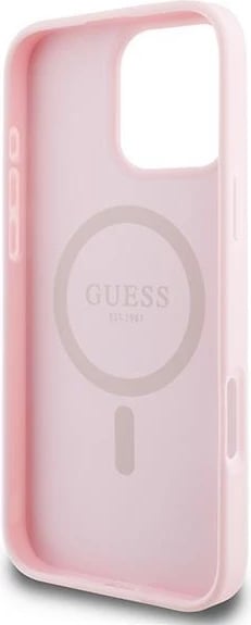Mbështjellës Guess Grained Ring MagSafe për iPhone 16 Pro, Rozë Mbështjellës Guess Grained Ring MagSafe për iPhone 16 Pro, Rozë