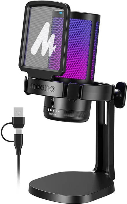 Mikrofon gaming Maono DGM20, kondensator, kardioid, me ndriçim RGB, i zi Mikrofon gaming Maono DGM20, kondensator, kardioid, me ndriçim RGB, i zi