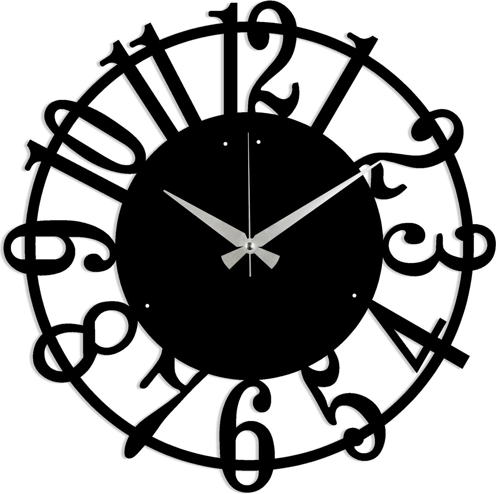 Orë muri dekorative prej metali, Wallity, orë muri metalike, e zezë, 48x48cm