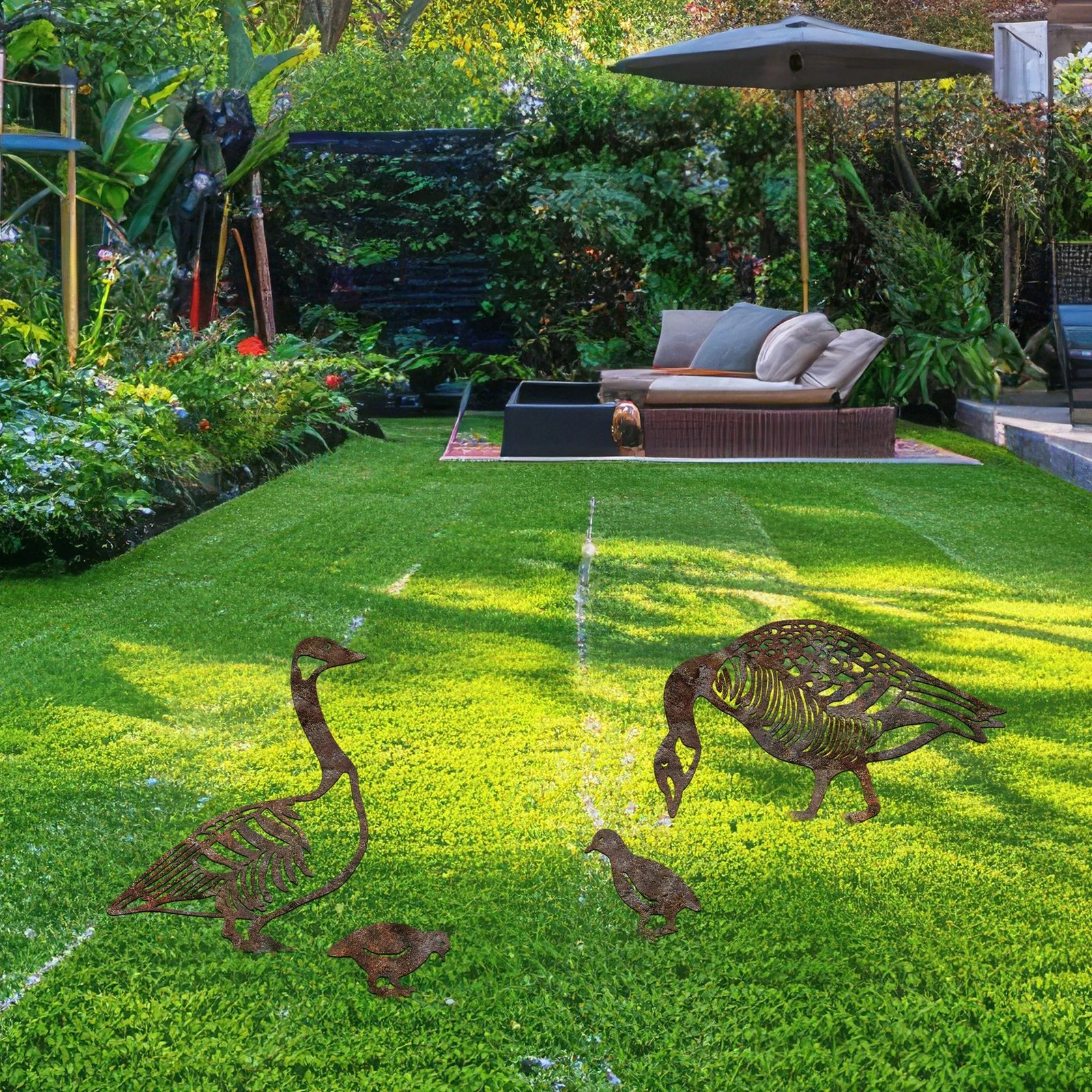 Objekt dekorativ për kopsht, metalik, ngjyrë antike, Evila Originals, Fam 14, set