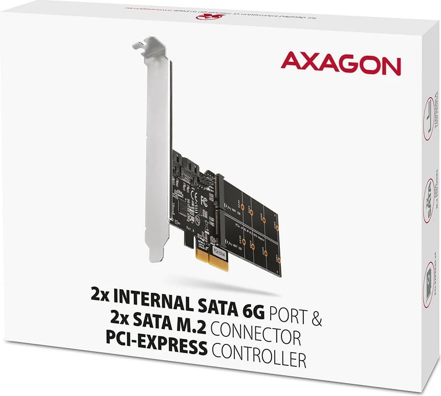 Kartë zgjerimi AXAGON PCES-SA4M2, 2x SATA 6G + 2x M.2 B-key SATA, PCIe, e zezë