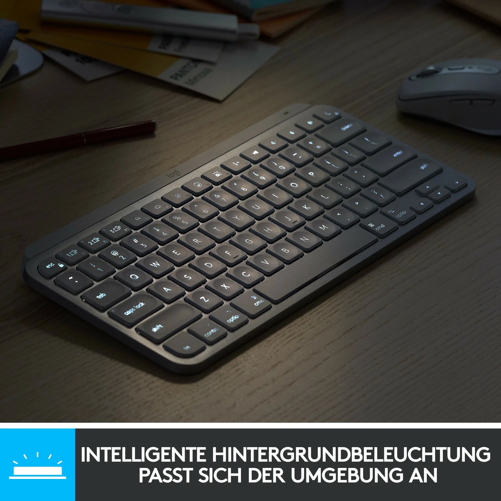 Tastierë wireless Logitech MX Keys Mini, me ndriçim, rozë