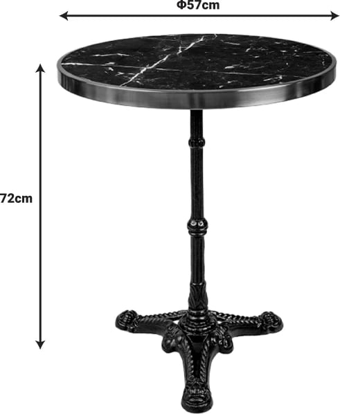Tavolinë andeket mermeri, hekur i derdhur, ngjyrë zezë-ari, Φ57x72cm